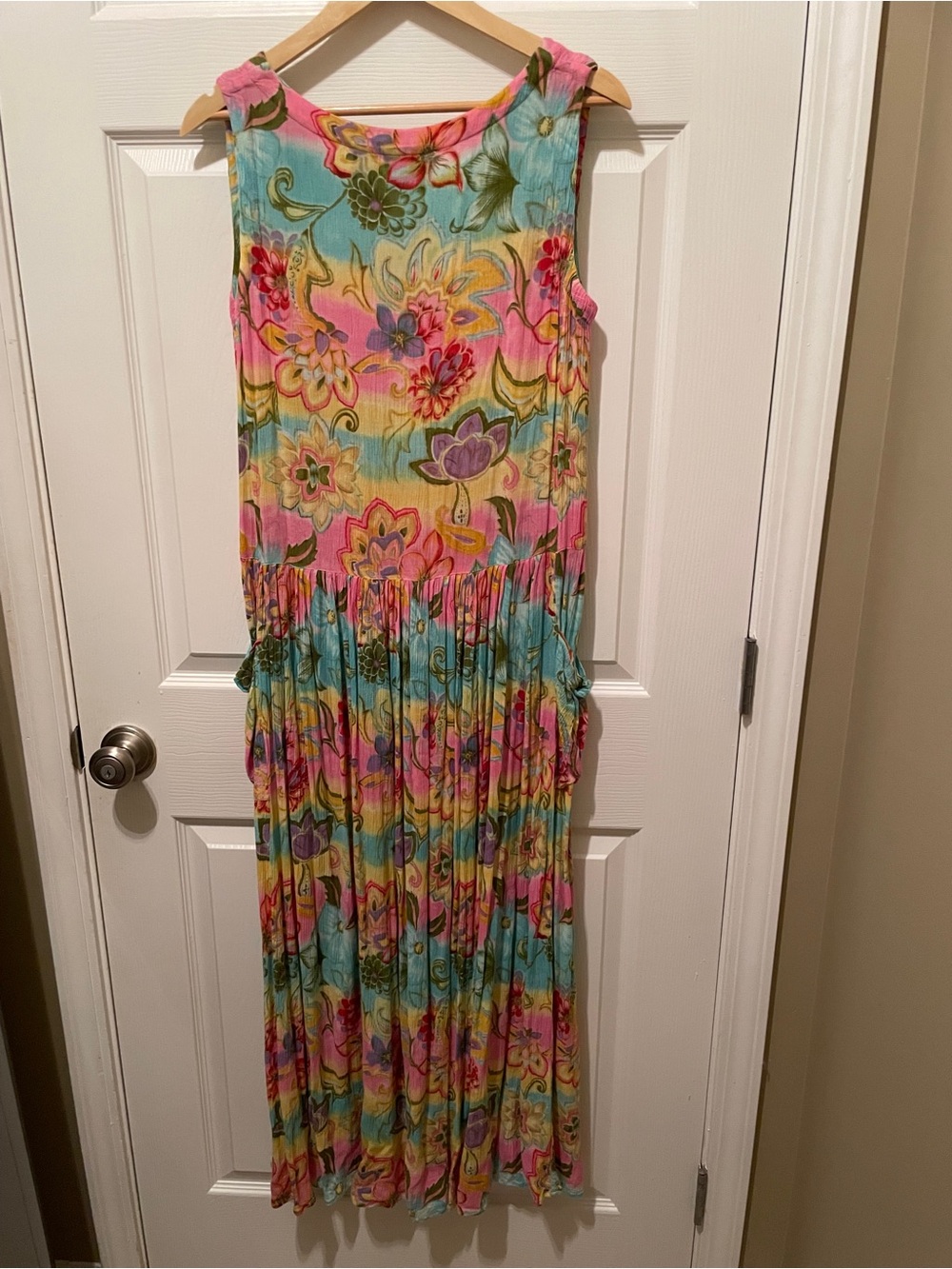Bila Floral Sleeveless Maxi Dress in Pink, Yellow & Aqua M - Picture 2 of 5
